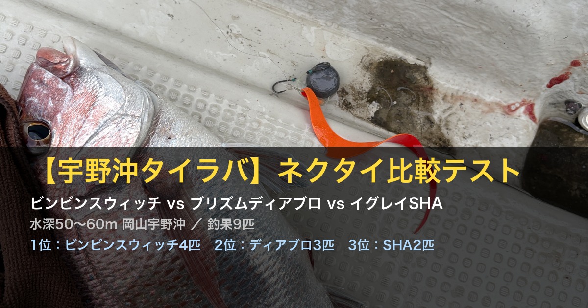 宇野沖タイラバ ネクタイ比較テスト アイキャッチ